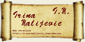 Irina Malijević vizit kartica